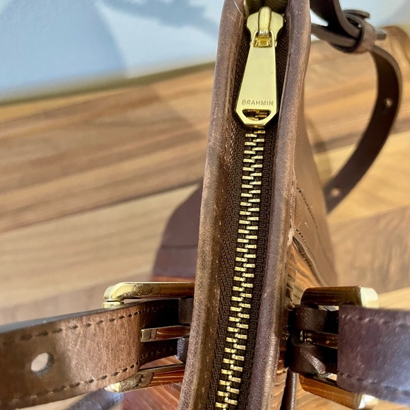 Brahmin Mini Asher Balsa Textured Leather Tote Crossbody Satchel Bag Brown Purse - Picture 11 of 15